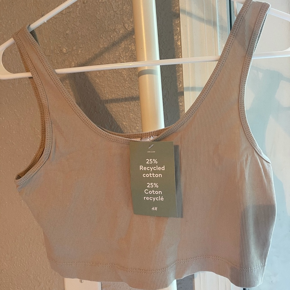 Beige brown cropped tank